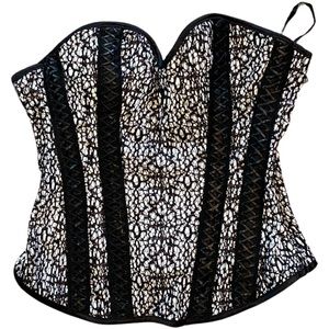 Black & White Corset Tube Top Side Zip Y2K Underwire Lace Back Say What? Med